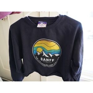 Womens Small Navy BANFF‎ Canada crop sweatshirt